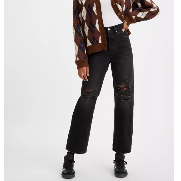 Levi's Denim - Levi's® Premium RIBCAGE STRAIGHT ANKLE WOMEN'S JEANS in Skewed Break - Black